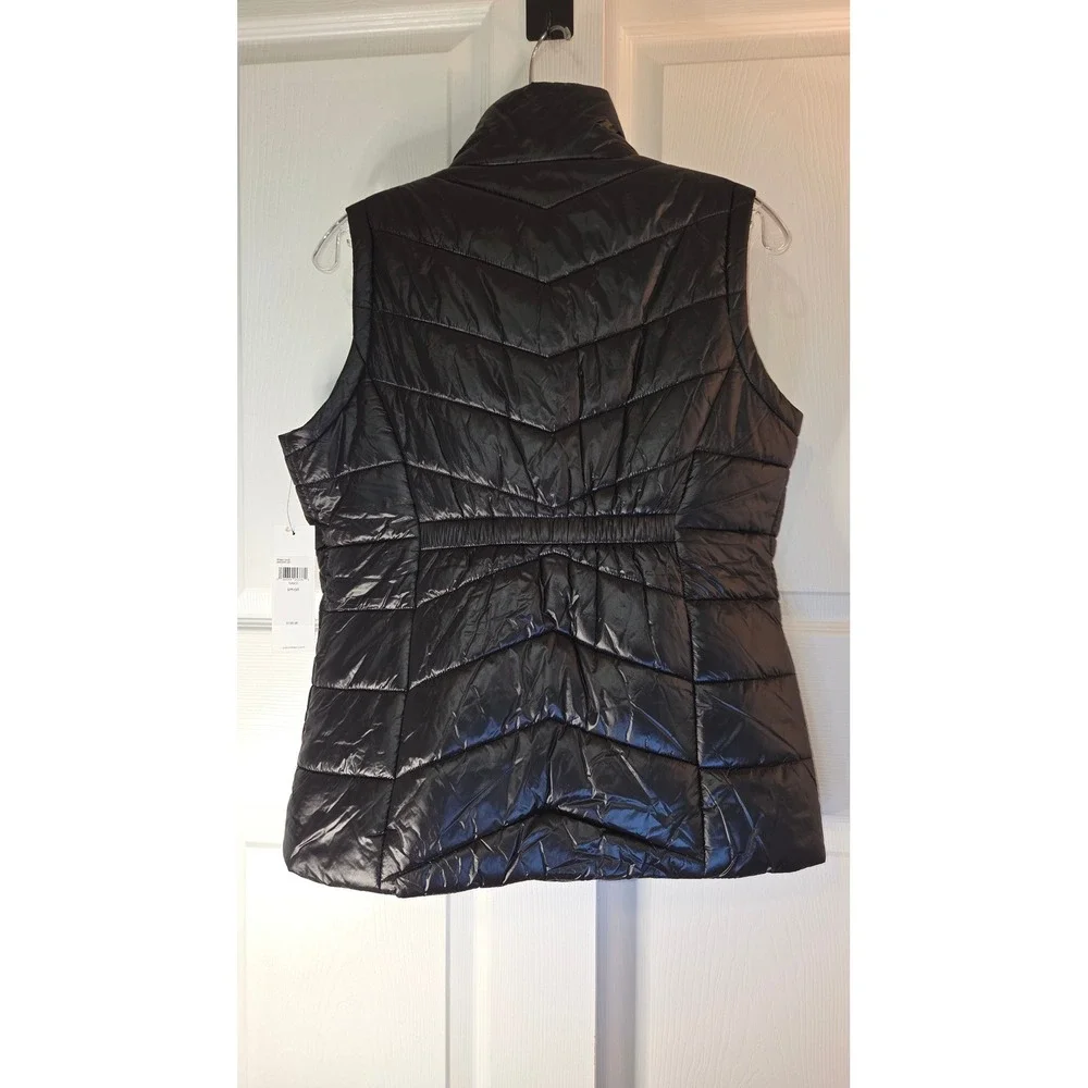 Calvin‎ Klein Womens Black Chevron Quilted Puffer Vest SP44612600 Small NWT